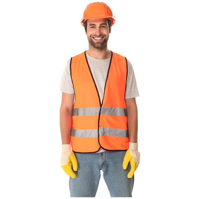 Orange reflektierende Bauweste