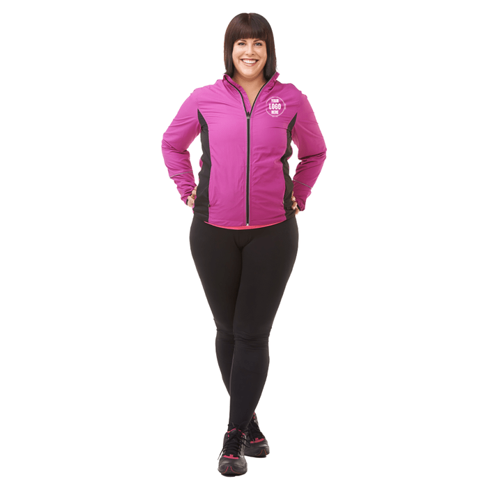 Pink und schwarze Jacke